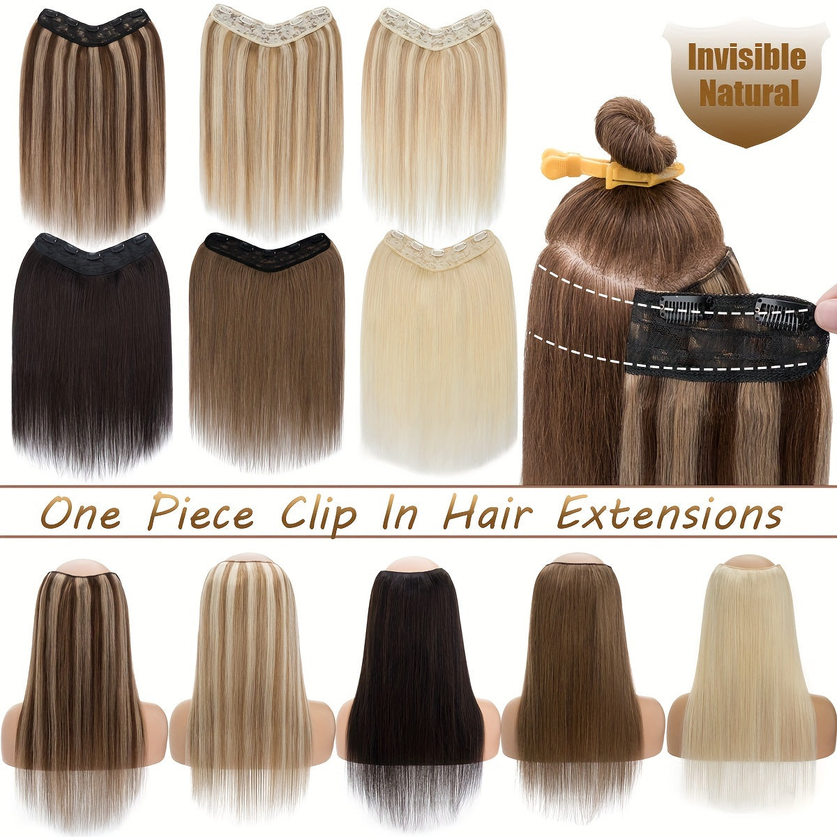 14-20 Inch V-Shaped Real Remy Clip in Human Hair Extensions