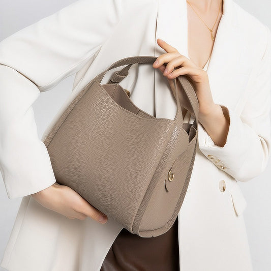 Cowhide Leather Handbag Woman, Commuter Tote Bag, Fashion All-In-One Shoulder Bag, Light Luxury Large Capacity Shopping Bag
