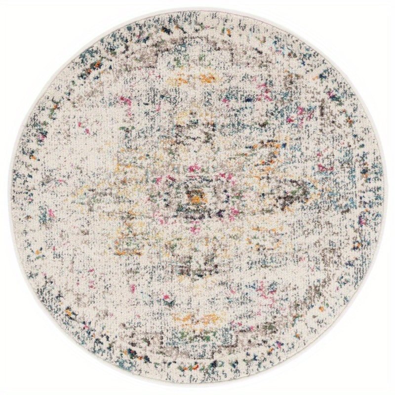 Madison Dalia Vintage Traditional Area Round Rug Grey Golden 5' x 5' Round