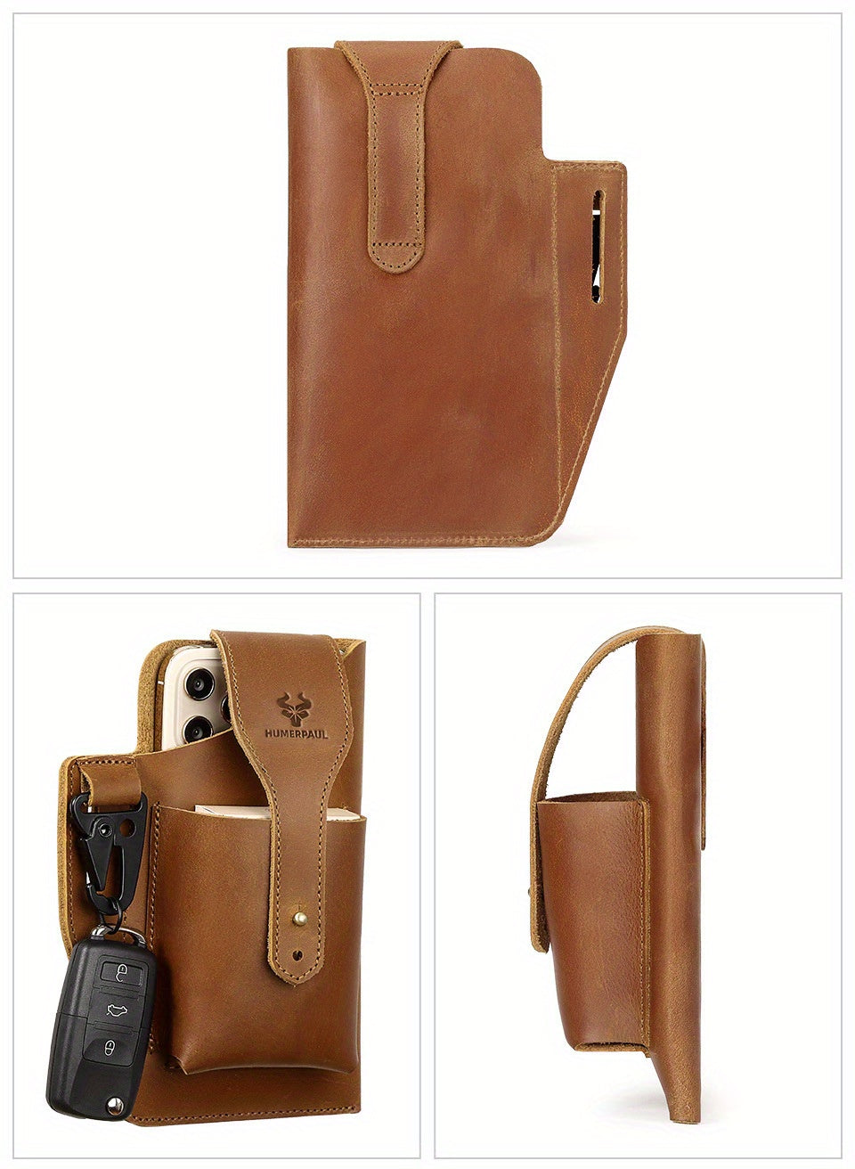 Men's Leather Mobile Phone Case, Mobile Phone Stand With Belt Ring, Mobile Phone Bag Protective Case, Unique Father's Day Gift