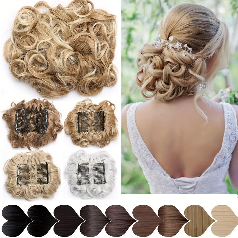 Curly Bun Extensions Scrunchie Combs In Messy Bun Hair Piece For Women