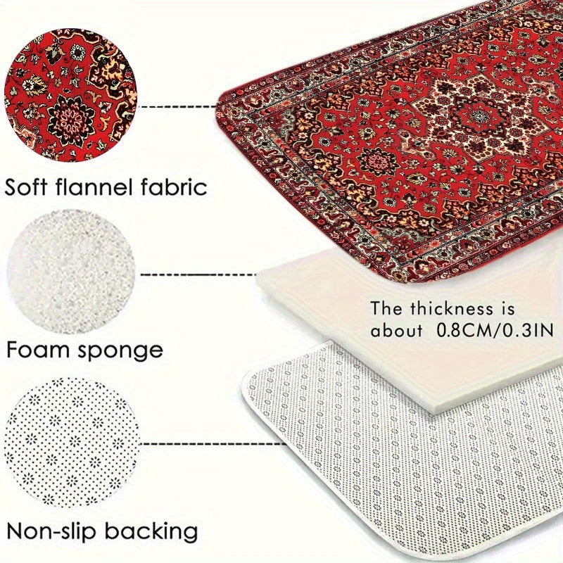 Traditional Persian Mat, Flannel, Washable Floor Mats, Soft And Non-slip, Door Floor Mat, Bathroom Floor Mat, Kitchen Floor Mat, Laundry Room, Bedroom, Living Room Mat, Low-fluff Door Mat, Indoor Door Carpet, Rugs