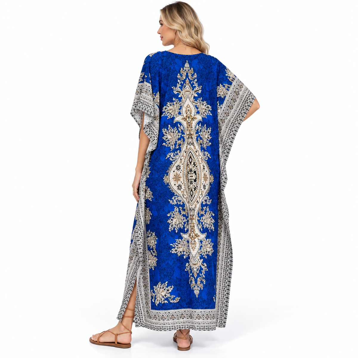 Royal Blue Printed Modern Kaftan Dress