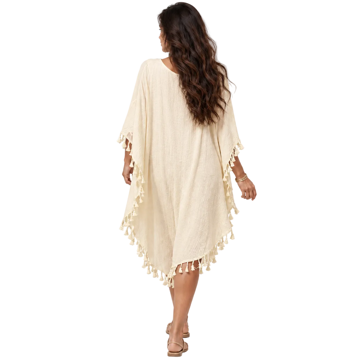 Apricot Crochet Tassel Relaxed Beach Kaftan