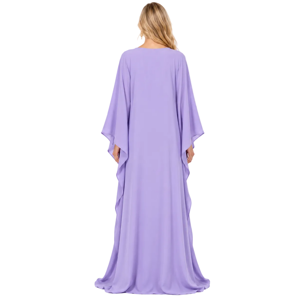 Elegant Purple Embroidered Flowing Gamis Kaftan