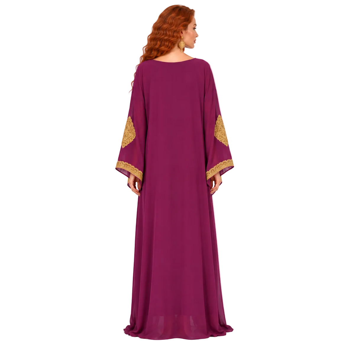 Royal Purple Gold Embroidered Lebaran Kaftan