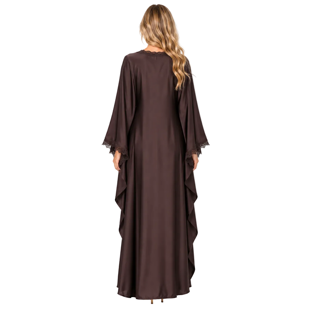 Chocolate Brown Elegant Silk Satin Kaftan