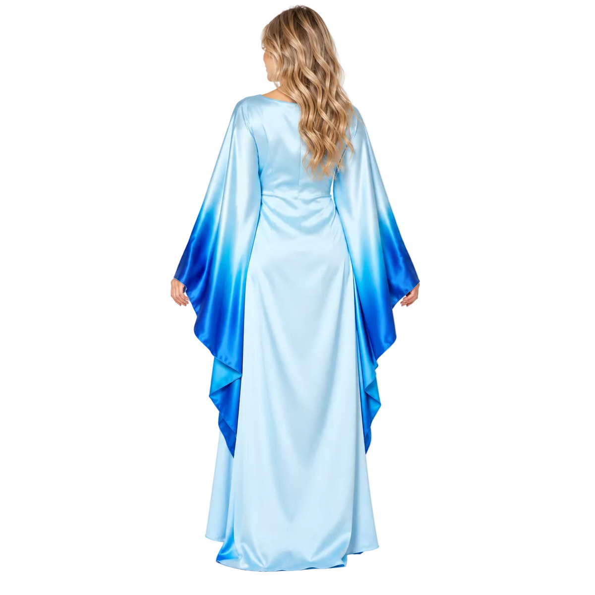 Sky Blue Ombre Silk Satin Kaftan