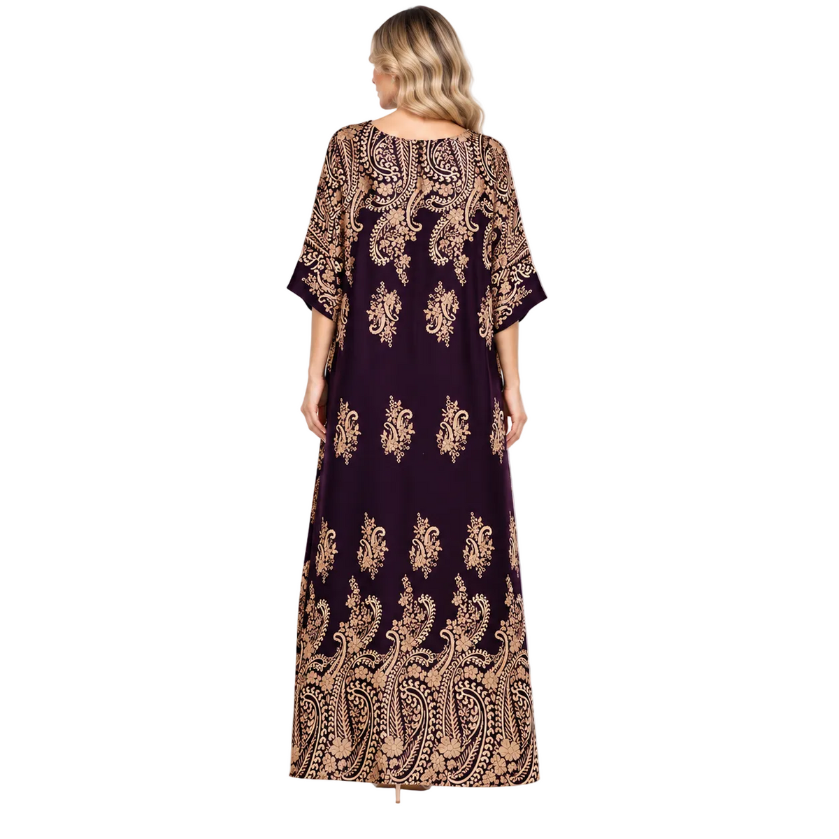 Purple Gold Paisley Elegant Modern Kaftan