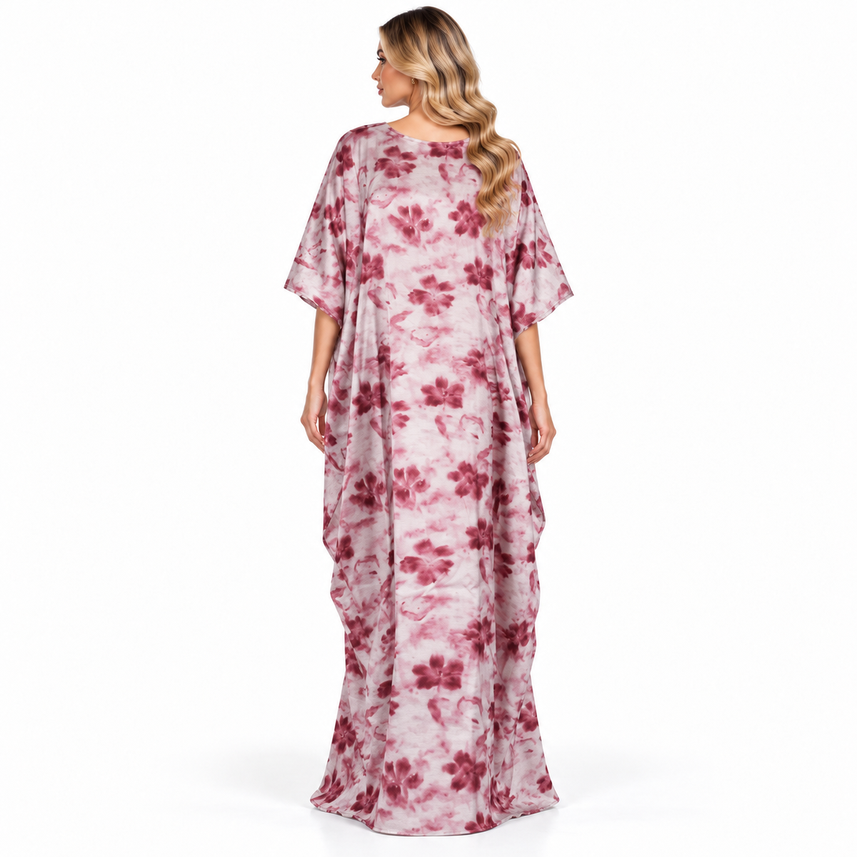 Pink Floral Printed Elegant Modern Kaftan