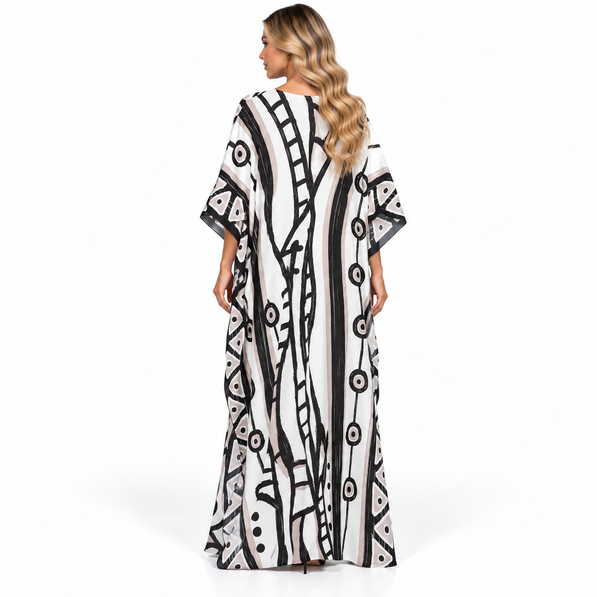 Abstract Geometric Print Elegant Modern Kaftan