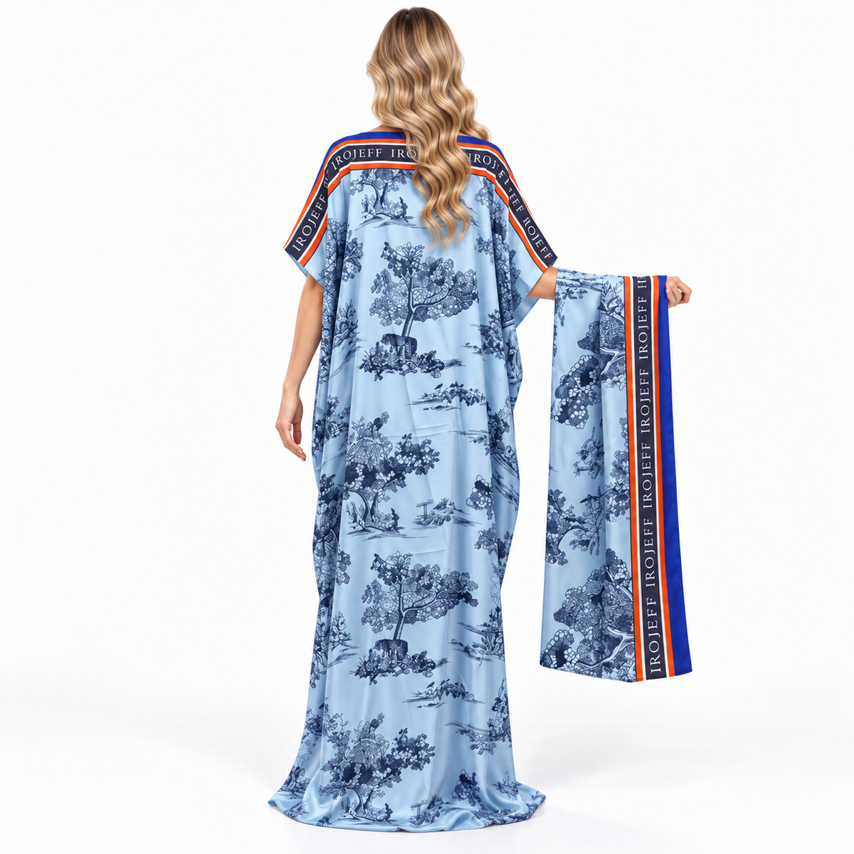 Elegant Sky Blue Landscape Modern Kaftan