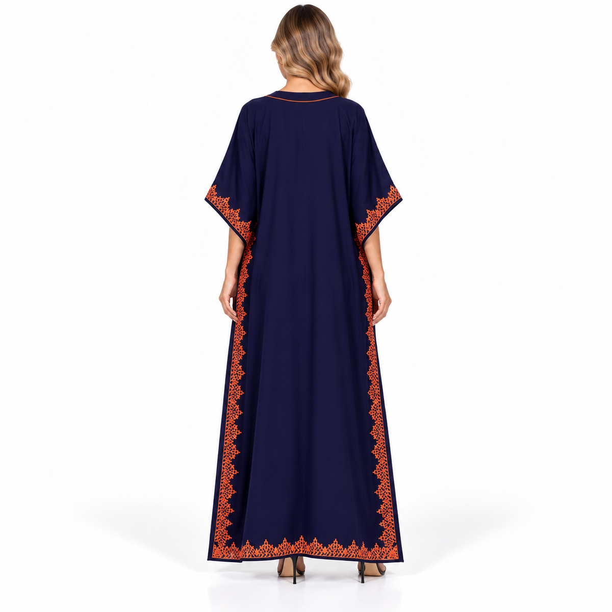 Elegant Navy Blue Embroidered Modern Kaftan