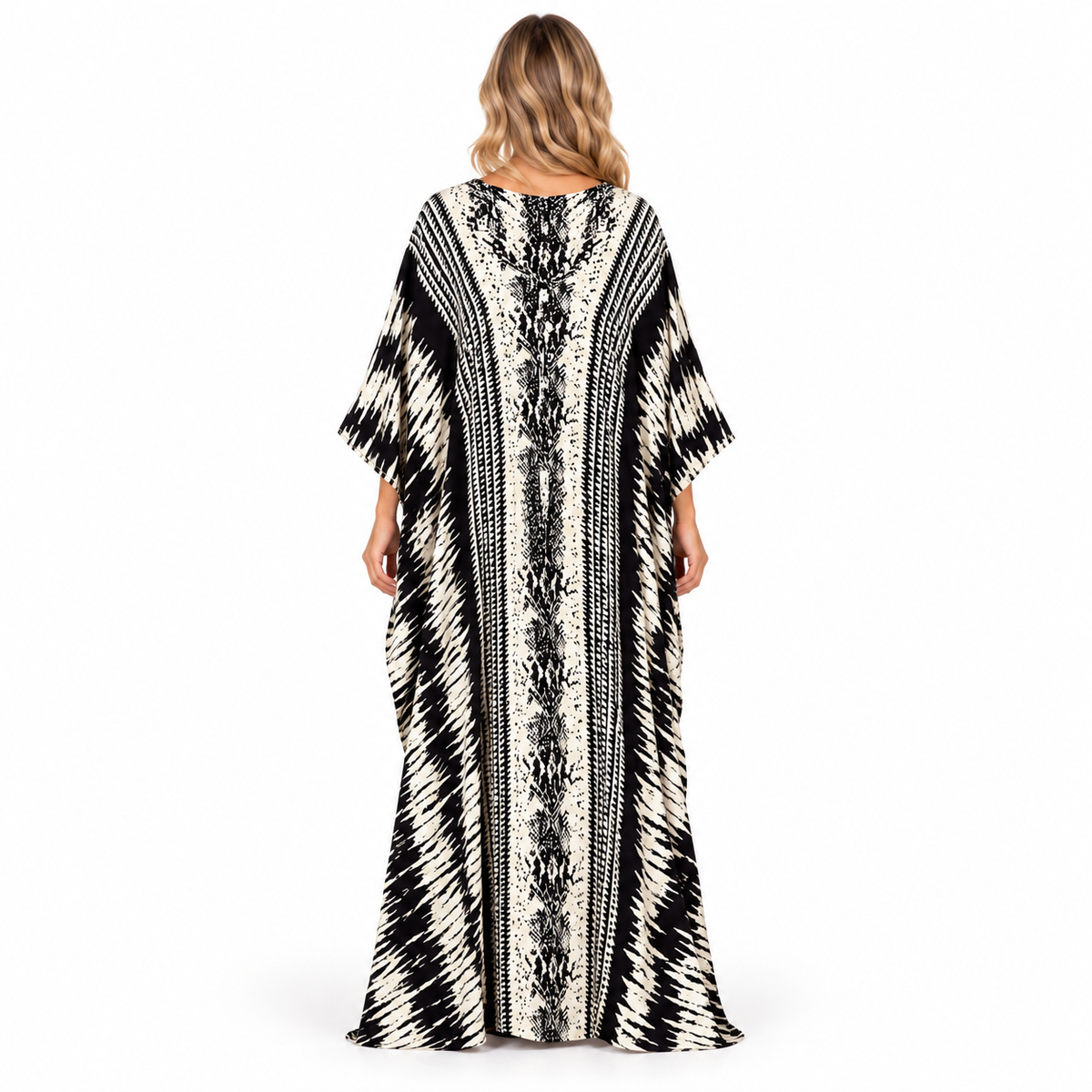 Elegant Black White Abstract Modern Kaftan