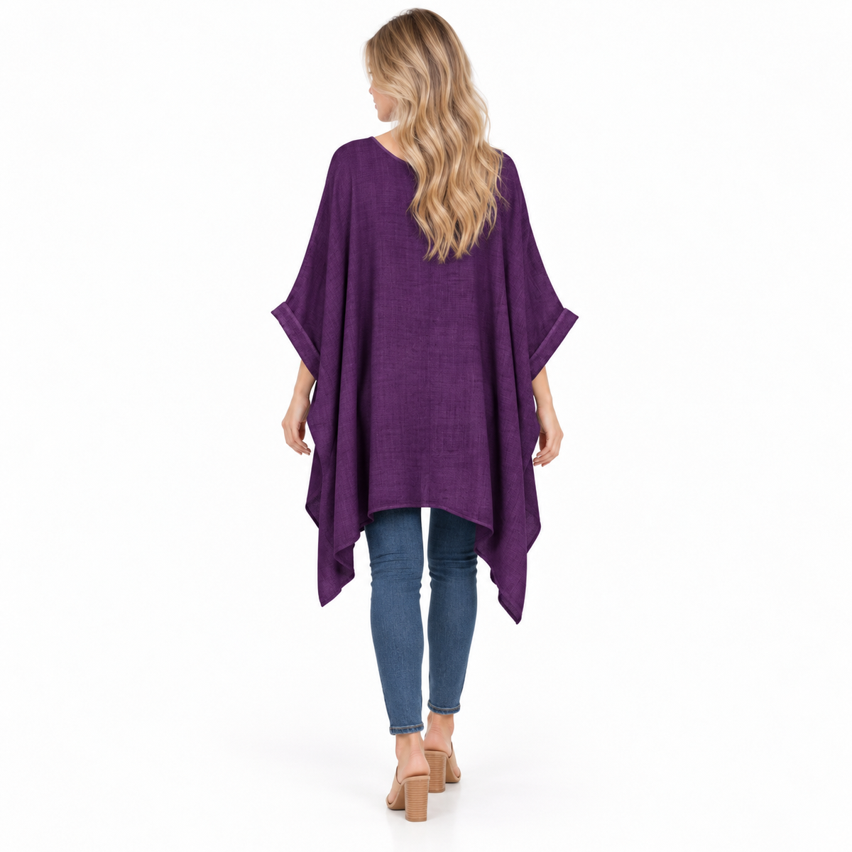 Elegant Purple Floral Flowy Kaftan Top