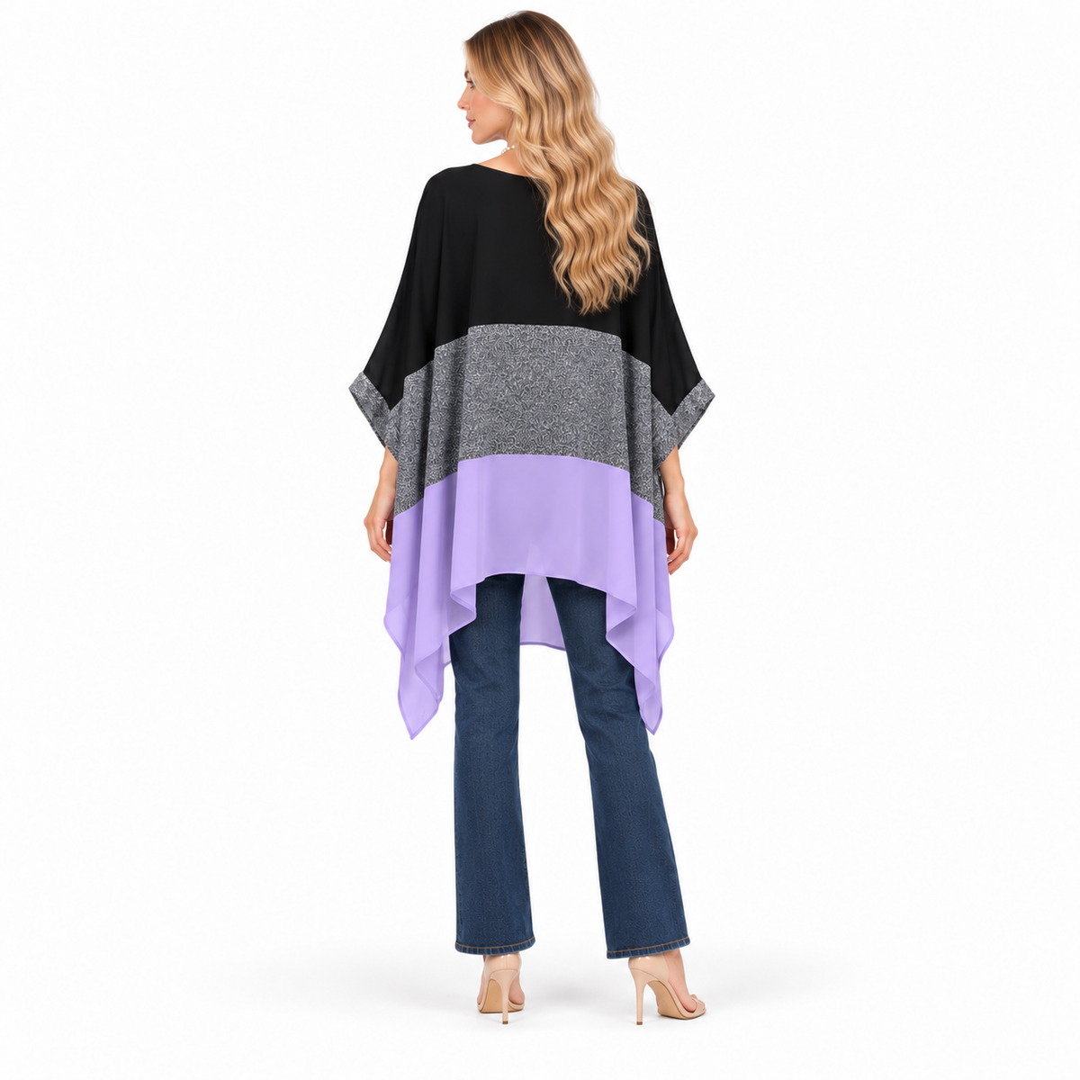 Elegant Color Block Plus Kaftan Top