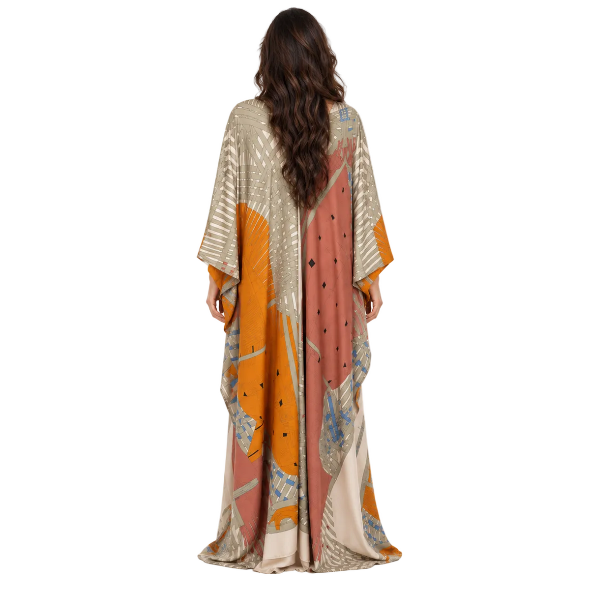 Abstract Geometric Print pakistani Beach Kaftan