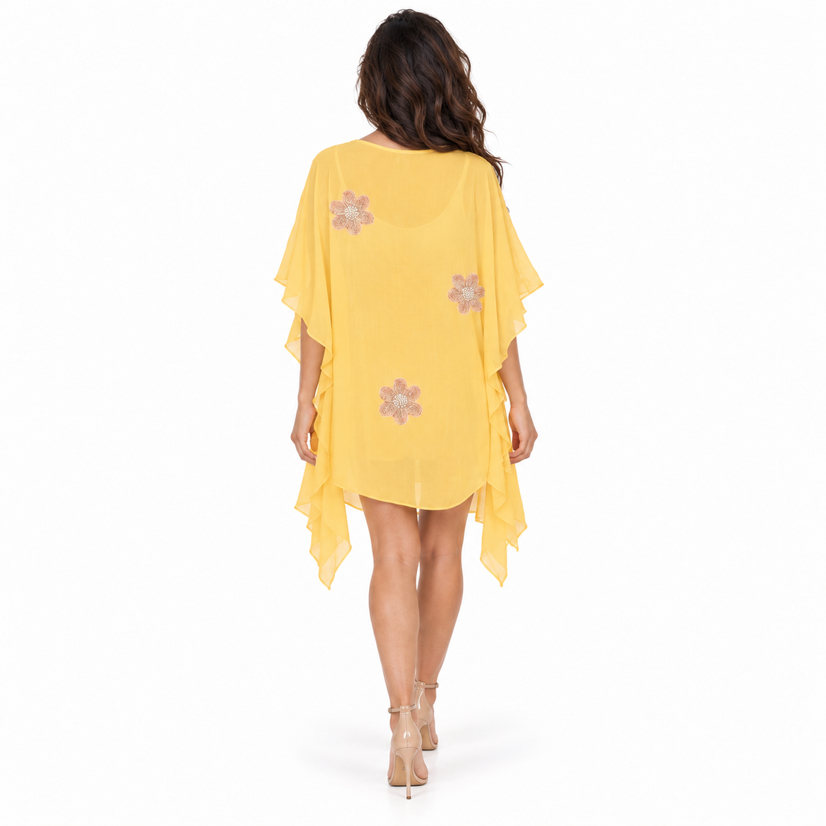 Yellow Floral Embroidered Women’s Kaftan Dress