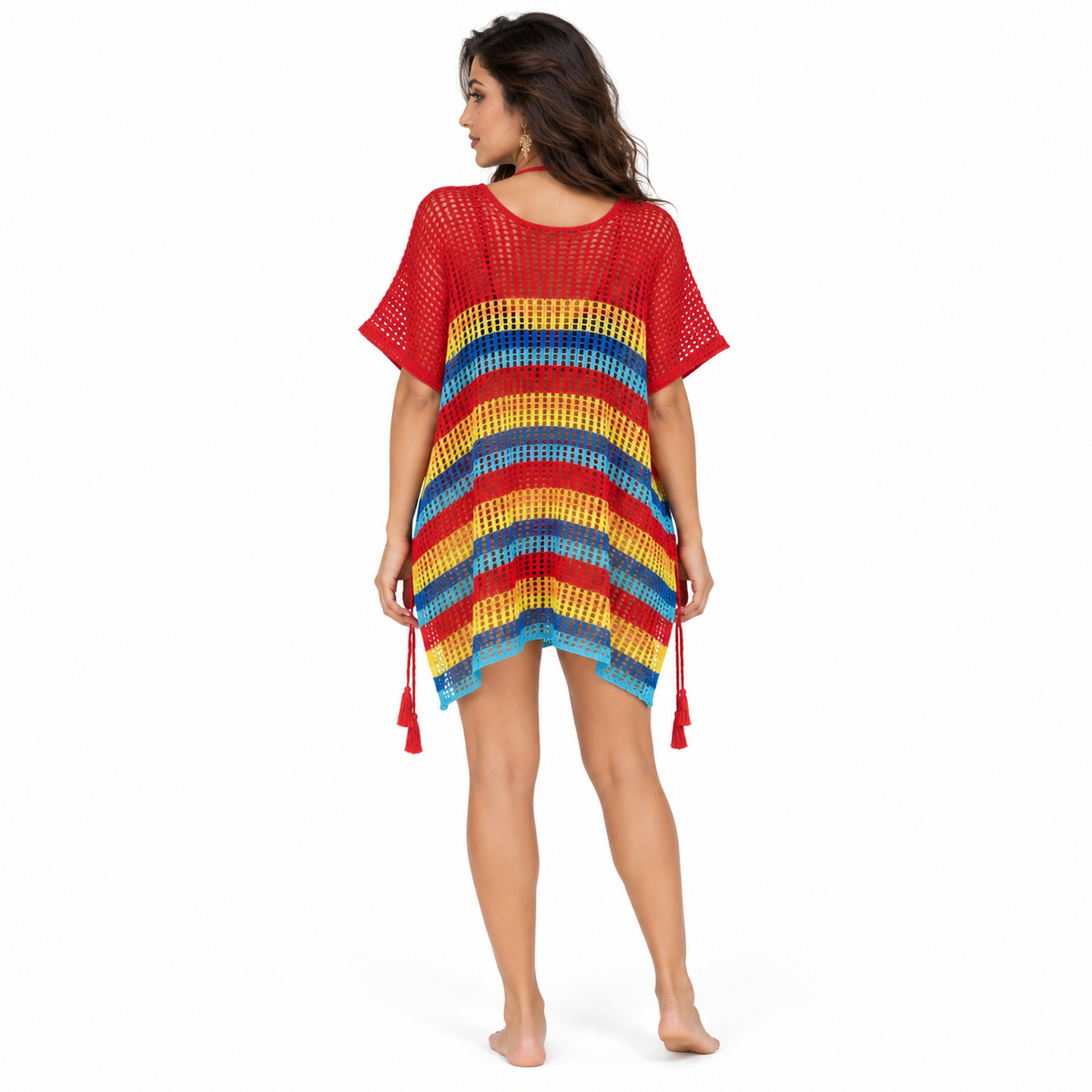 Red Crochet Cover Up Beach Kaftan