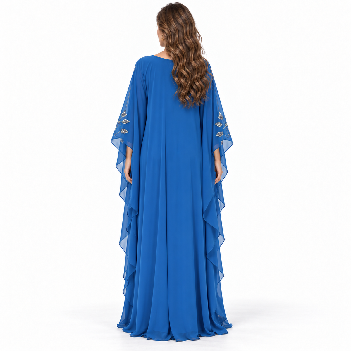 Royal Blue Embellished Flowing Elegant Kaftan