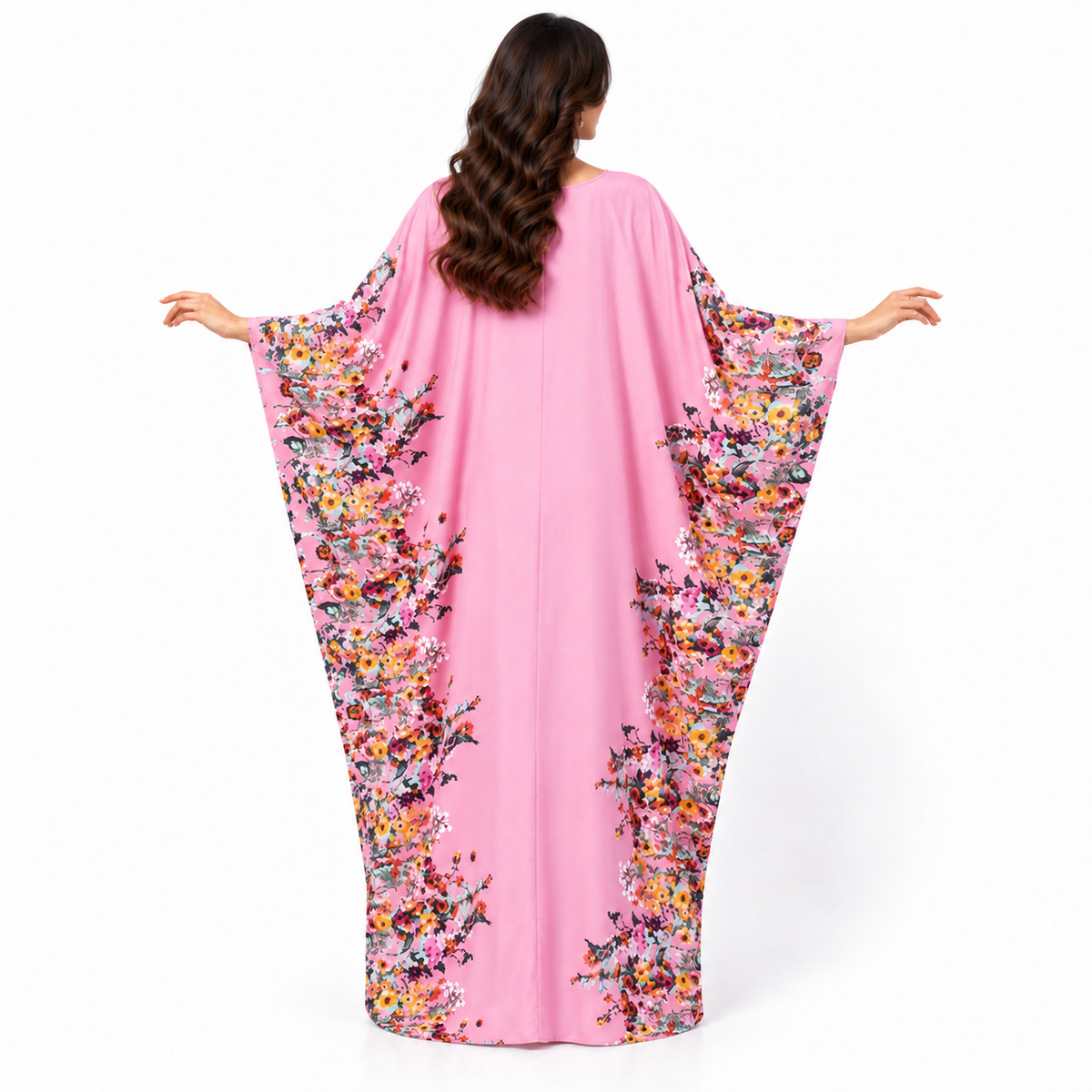 Pink Floral Print Plus Size Kaftan