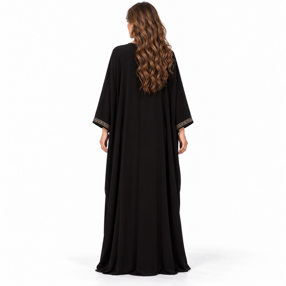 Black Multicolor Embroidered Luxury Elegant Kaftan