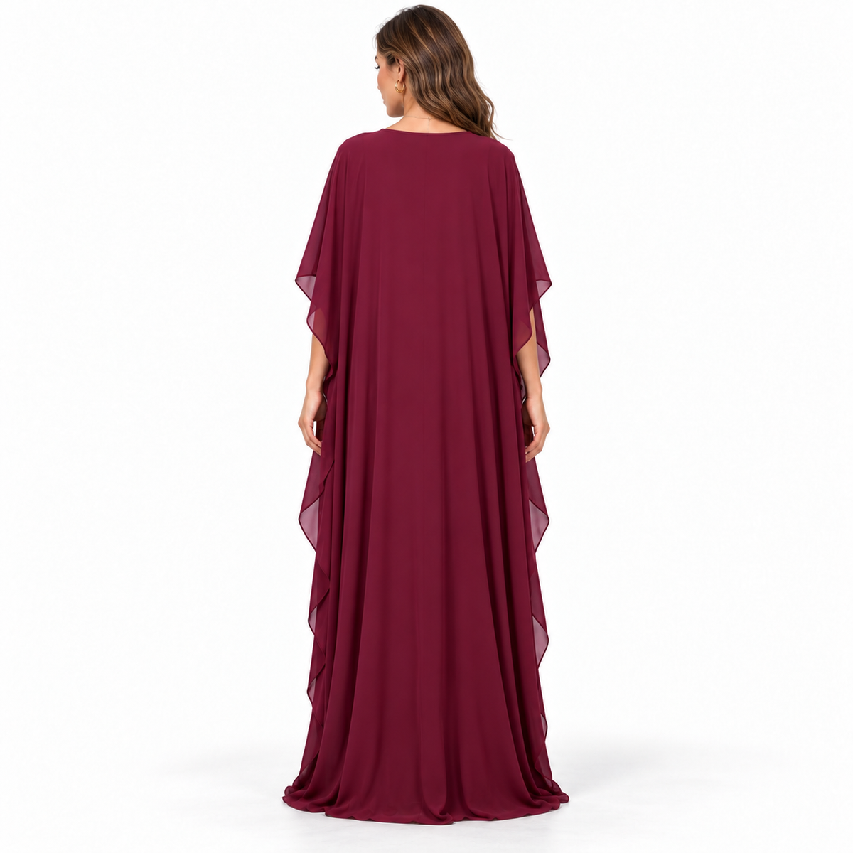Burgundy Gold Embroidered Luxury Elegant Kaftan