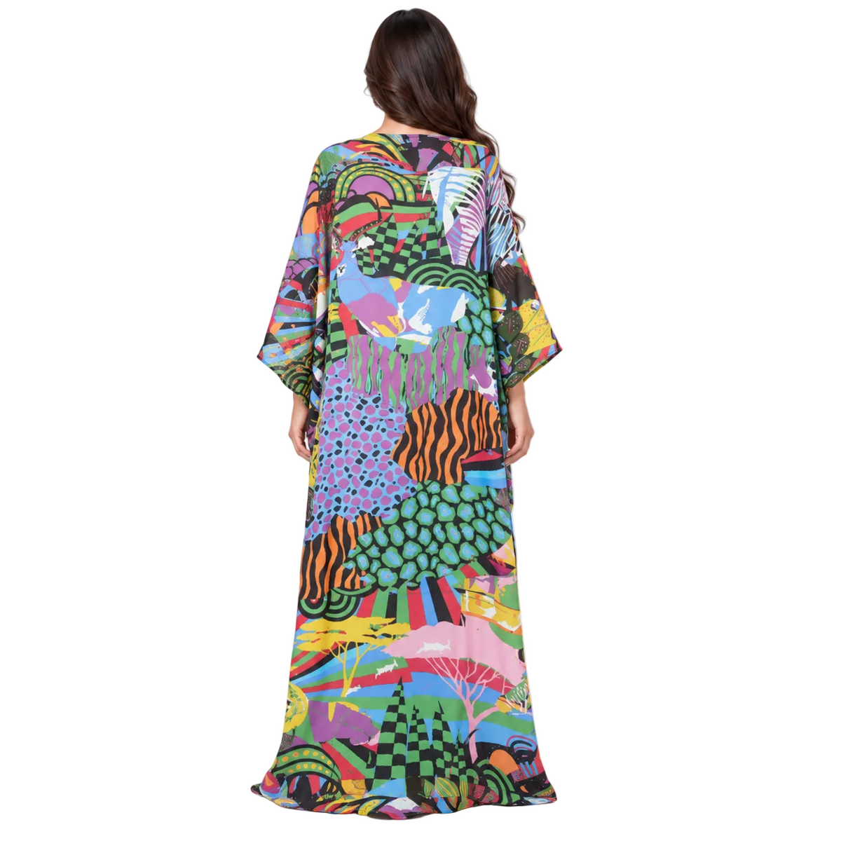 Colorful Abstract Print Plus Size Kaftan