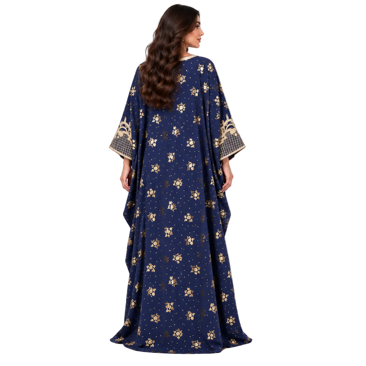 Navy Blue Embroidered Plus Size Kaftan