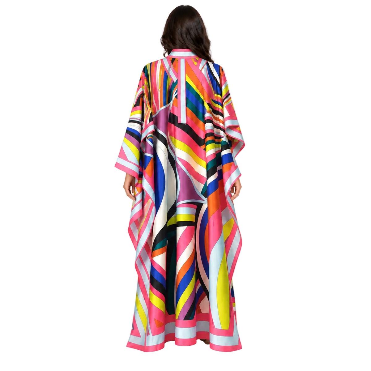Multicolor Abstract Print Plus size Kaftan