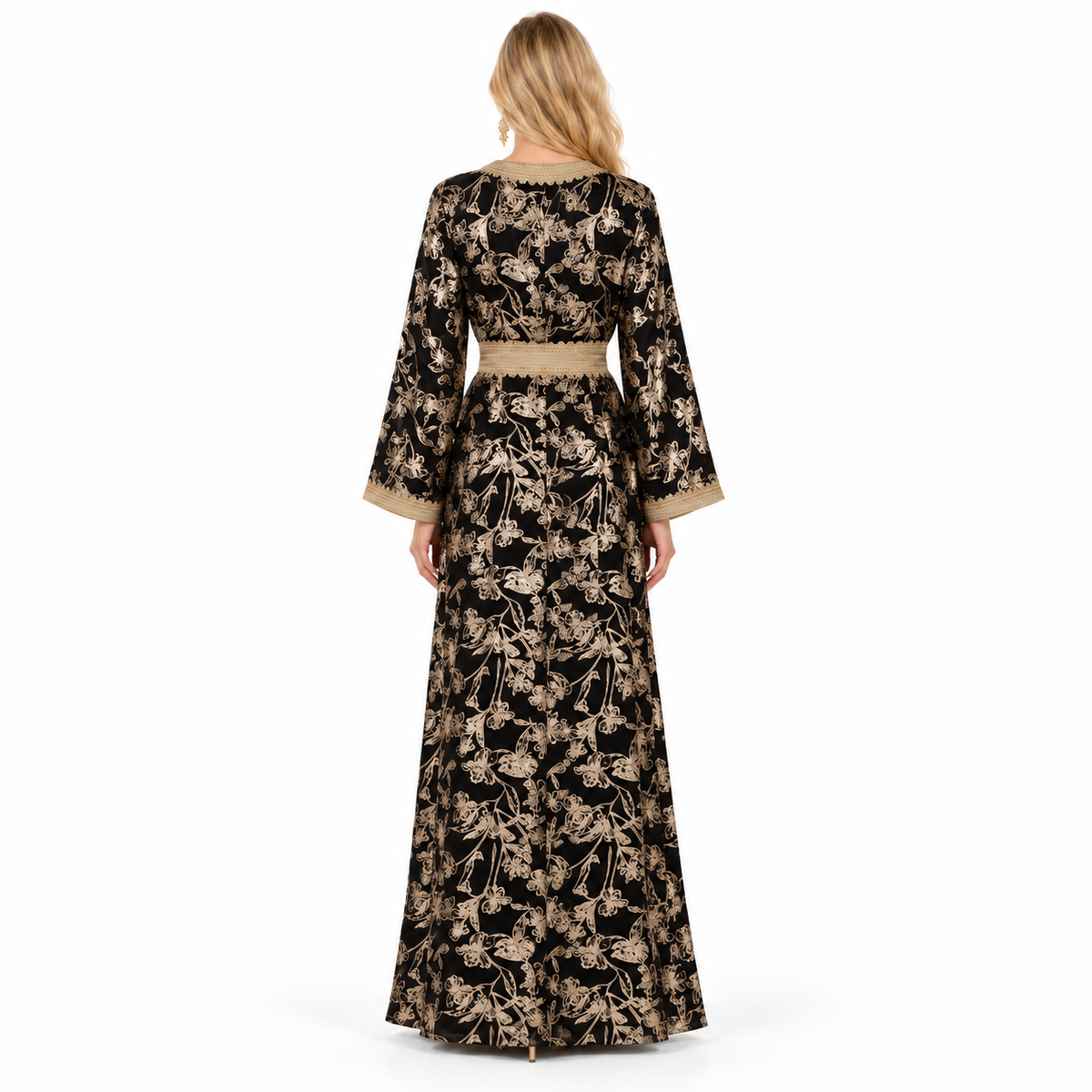 Black Gold Embroidered Luxury Gamis Kaftan