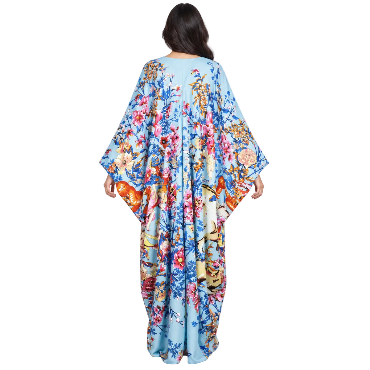 Sky Blue Printed Plus Size Kaftan