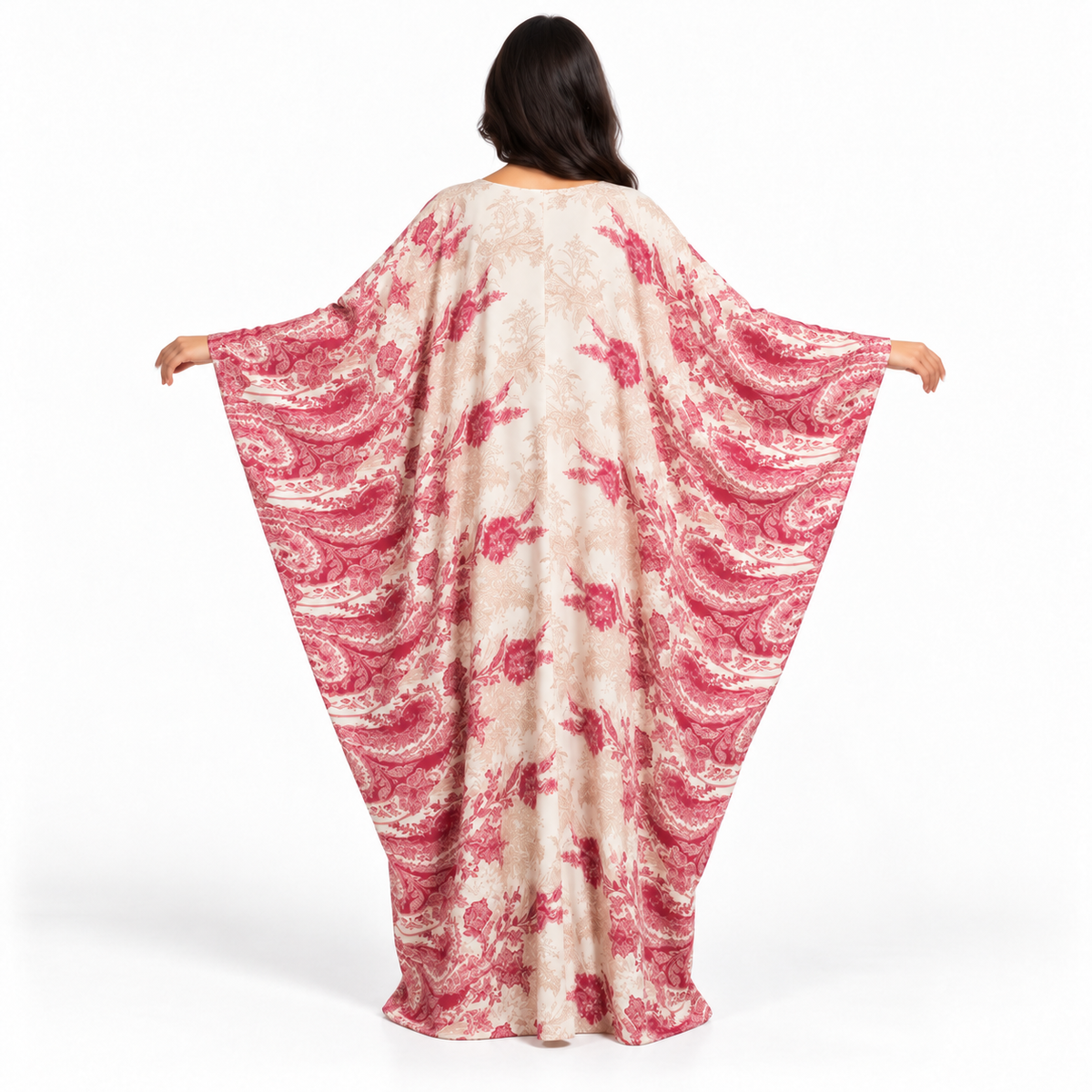 Ivory Pink Floral Plus Size Kaftan