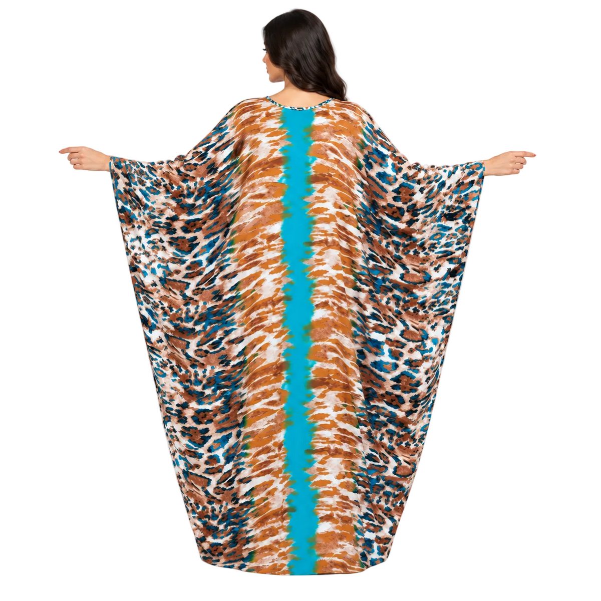 Turquoise Animal Print Plus Size Kaftan