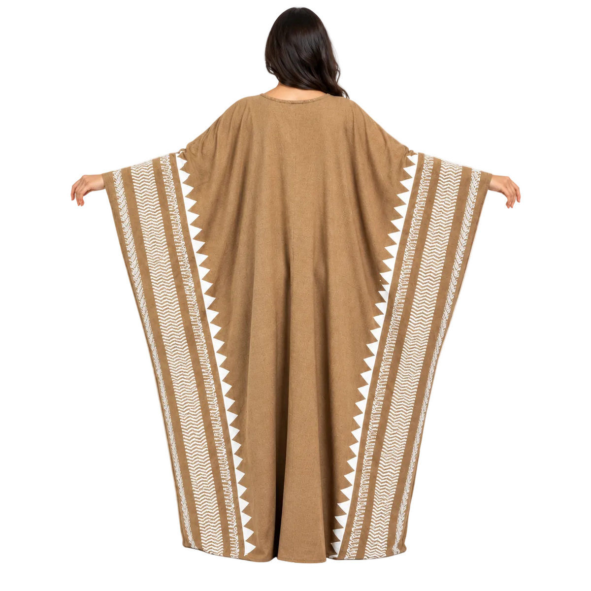 Camel Brown Printed Plus Size Kaftan