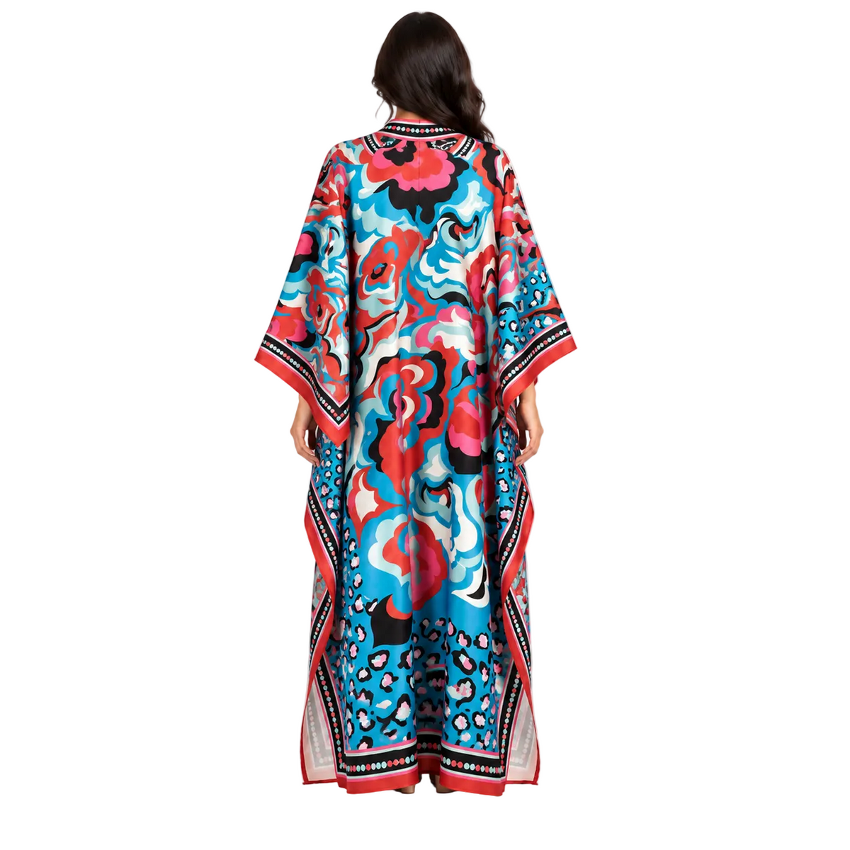 Multicolor Abstract Floral Plus Size Kaftan