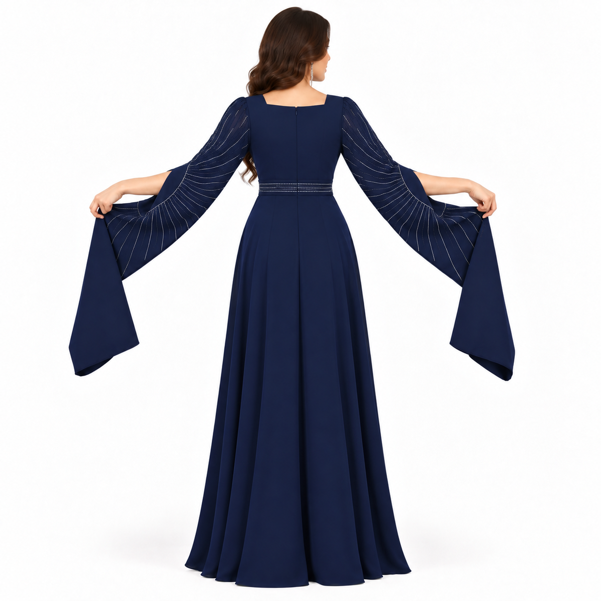 Elegant Navy Blue Embellished Moroccan Kaftan