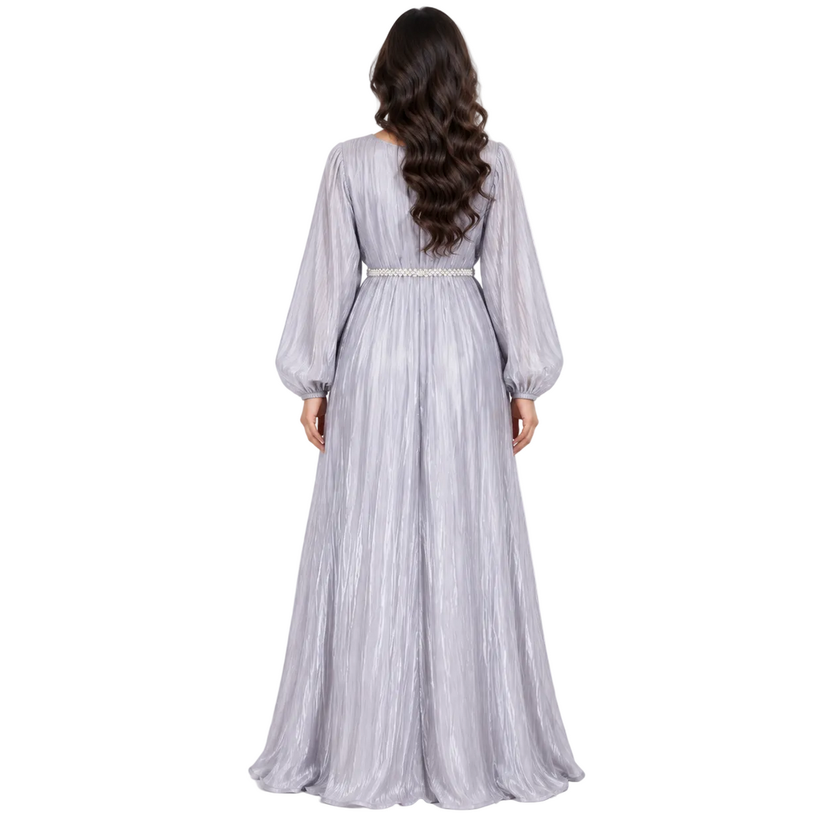 Light Grey Embellished Luxury Moroccan Kaftan