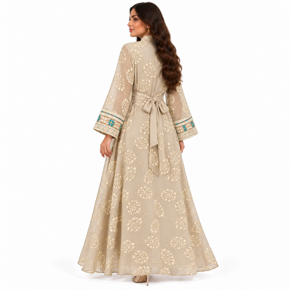 Apricot Open Front Moroccan Luxury Kaftan