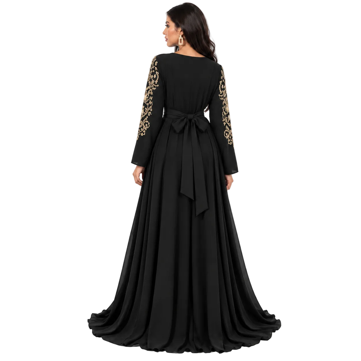 Black Gold Embroidered Moroccan Luxury Kaftan