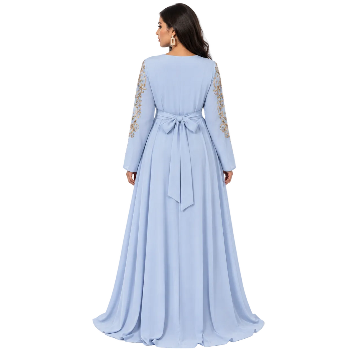 Sky Blue Embroidered Moroccan Luxury Kaftan
