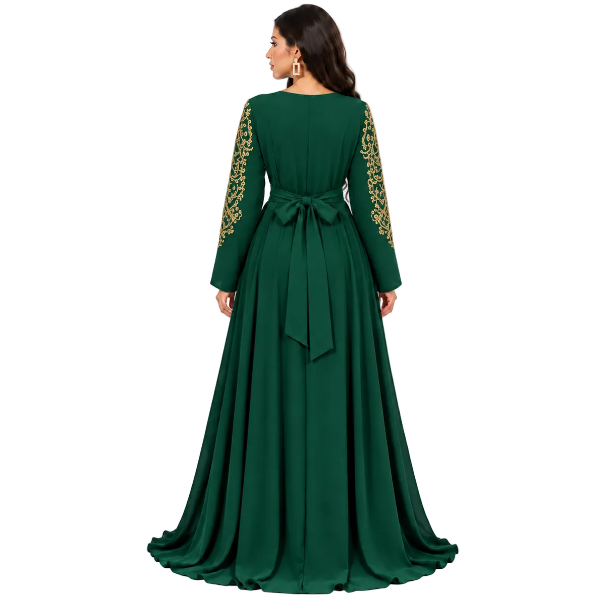 Dark Green Embroidered Moroccan Luxury Kaftan