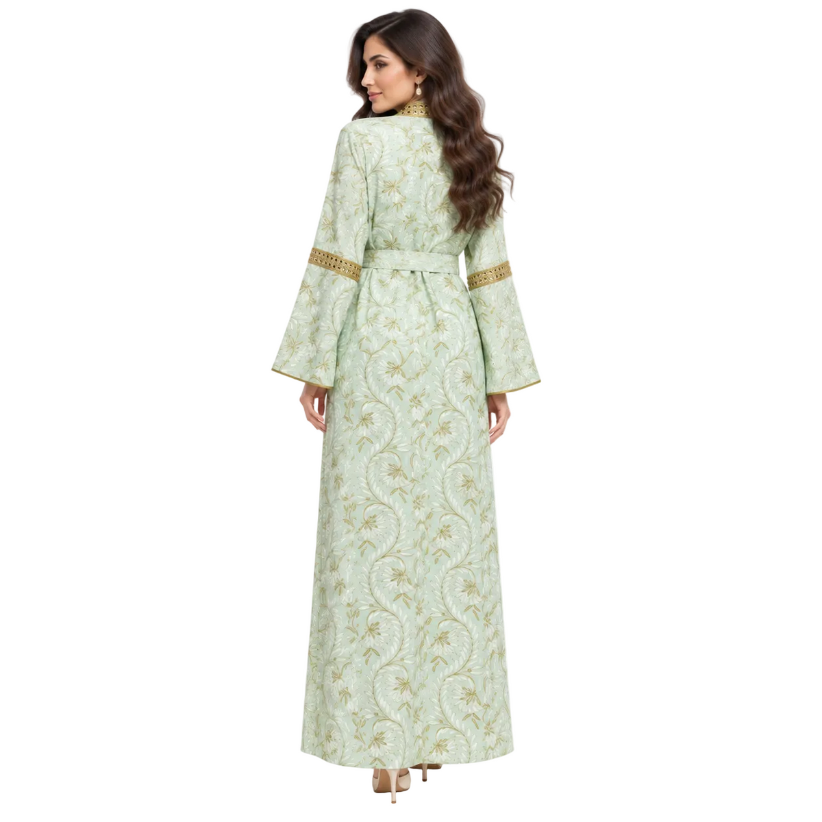 Light Green Gold Moroccan Luxury Kaftan