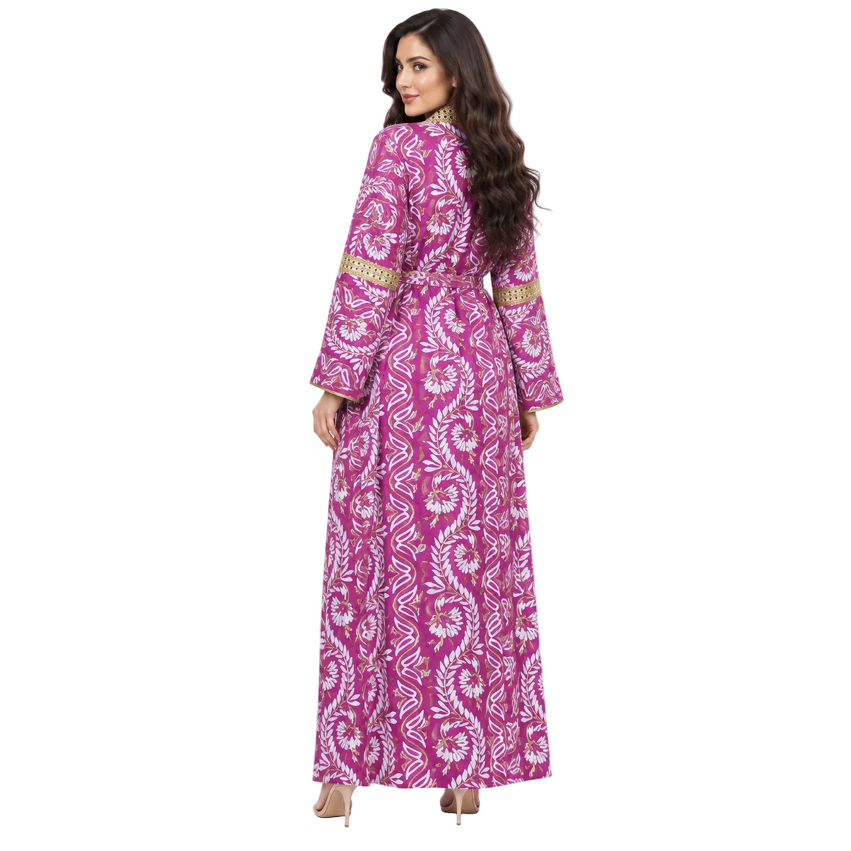 Purple Floral Gold Moroccan Luxury Kaftan