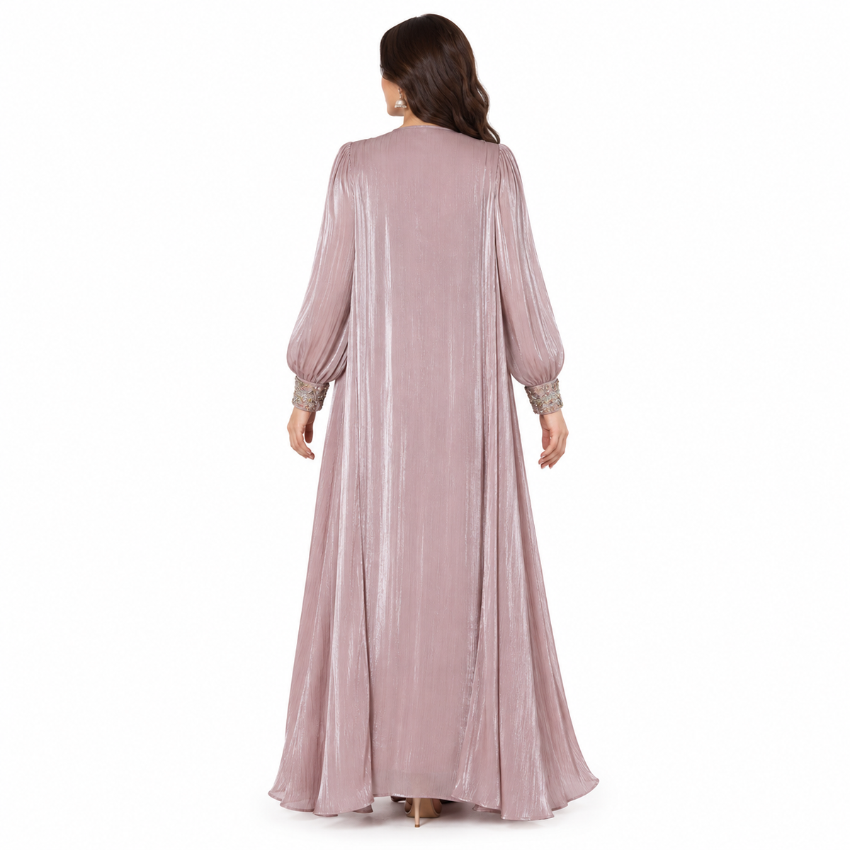 Pink Embellished Layered Modern Baju Kaftan