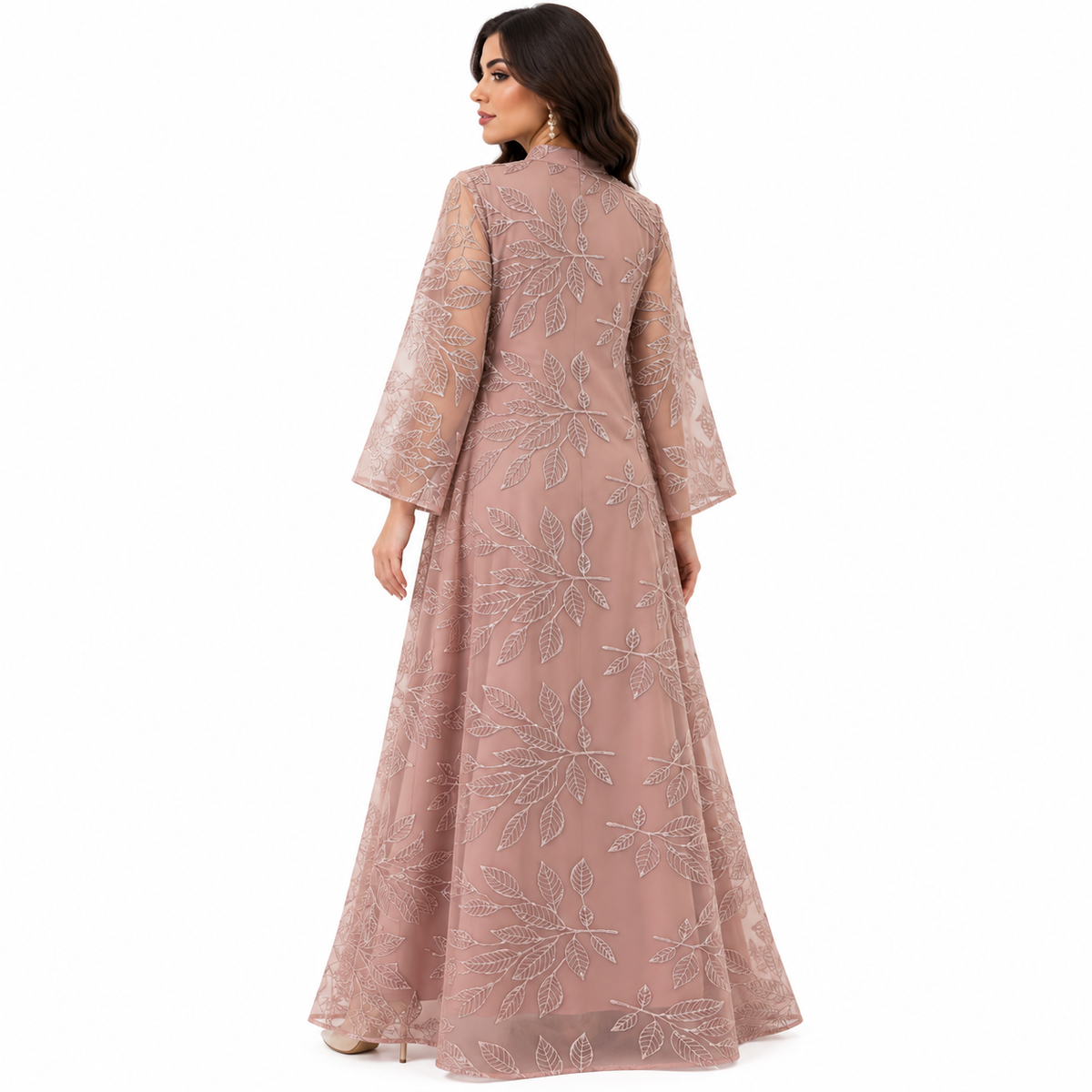 Dusty Pink Embroidered Luxury Baju Kaftan