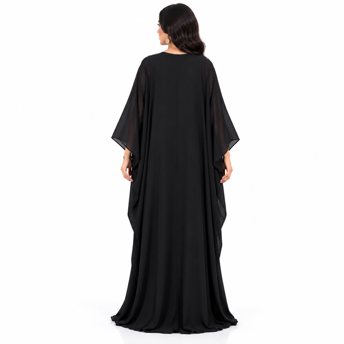 Black Geometric Embroidered Luxury Baju Kaftan