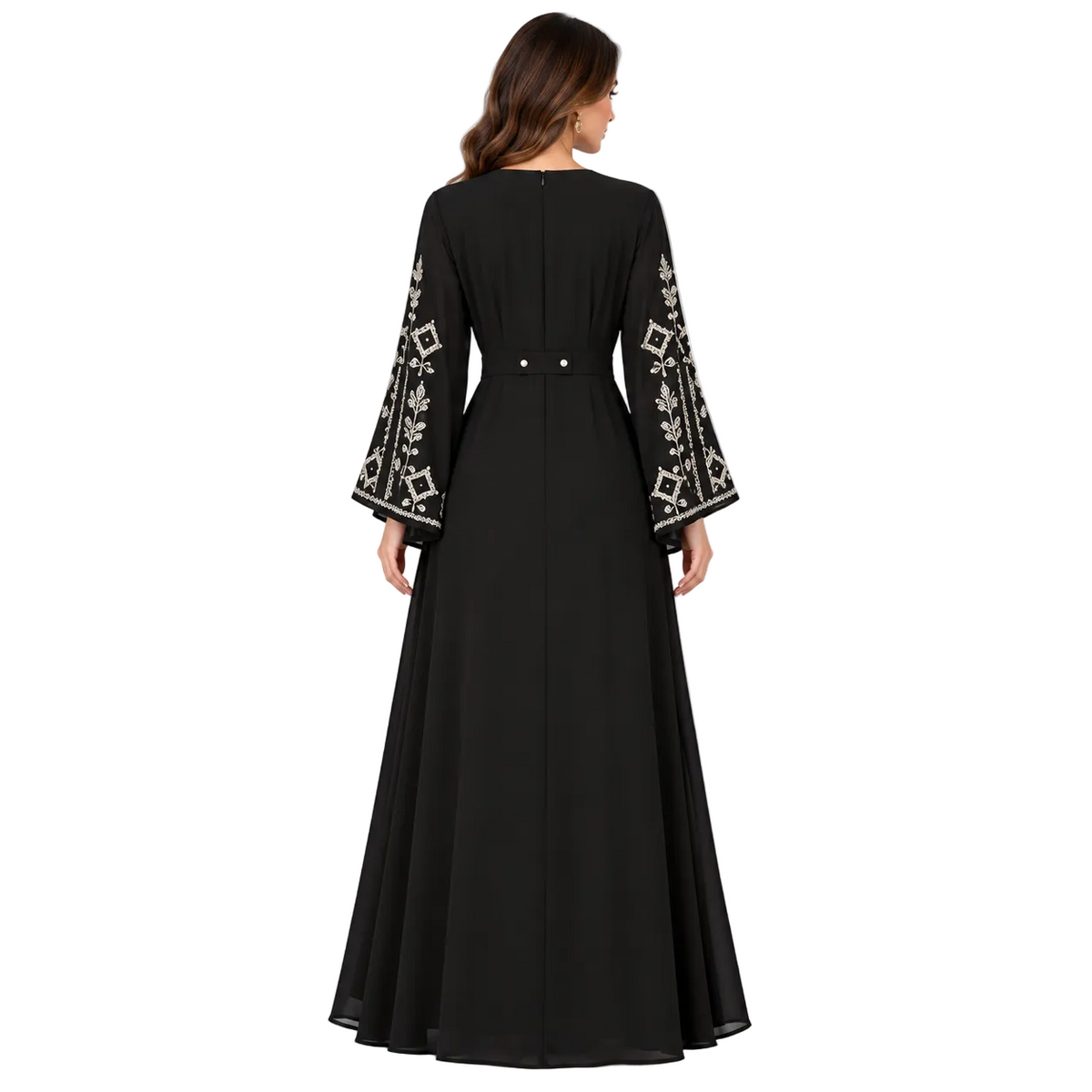 Black Embroidered Bell Sleeve Baju Kaftan