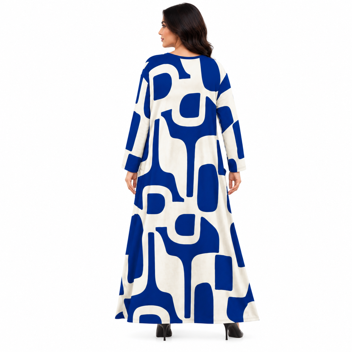 Blue Abstract Print Women’s Baju Kaftan