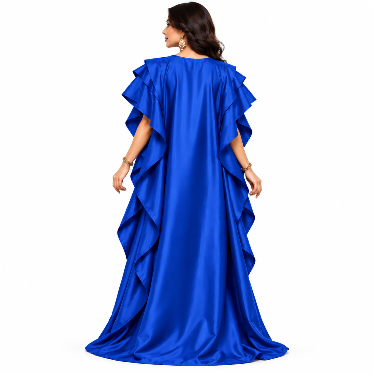 Royal Blue Ruffle Sleeve Baju Kaftan